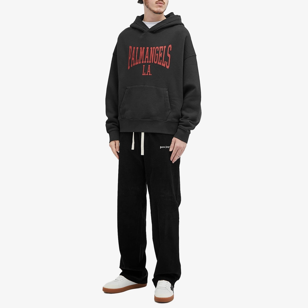 Palm Angels Men's College Logo Popover Hoodie Black